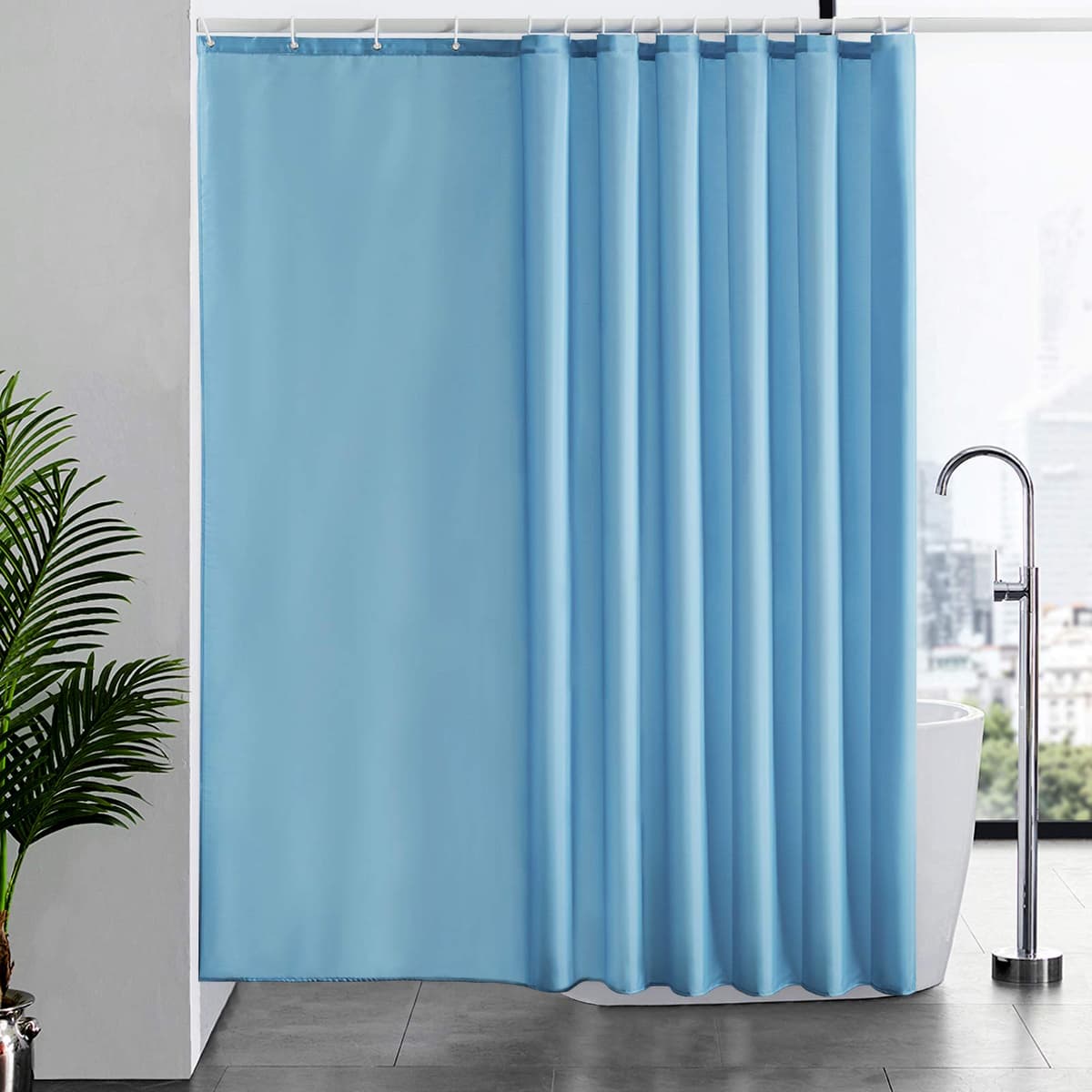 Furlinic Cortina Ducha 200x200cm Antimoho Impermeable Lavable Blanco Tela Poliéster Grandes Cortinas de Baño con 12 Aros de Cortina Ducha. — view 36