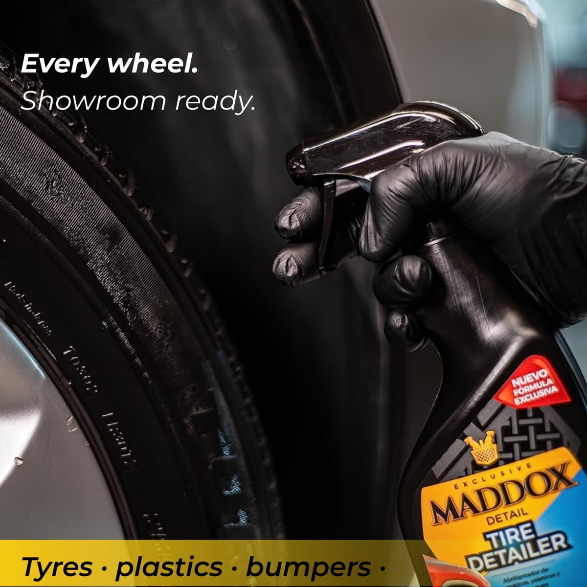 Maddox Detail | Abrillantador de Neumáticos y Plásticos | Restaurador de Gomas Coche | Hidratador de Gomas de Exterior | Protege y Brilla | Abrillantador Plasticos Coche | Tire Detailer 500 ml — view 6