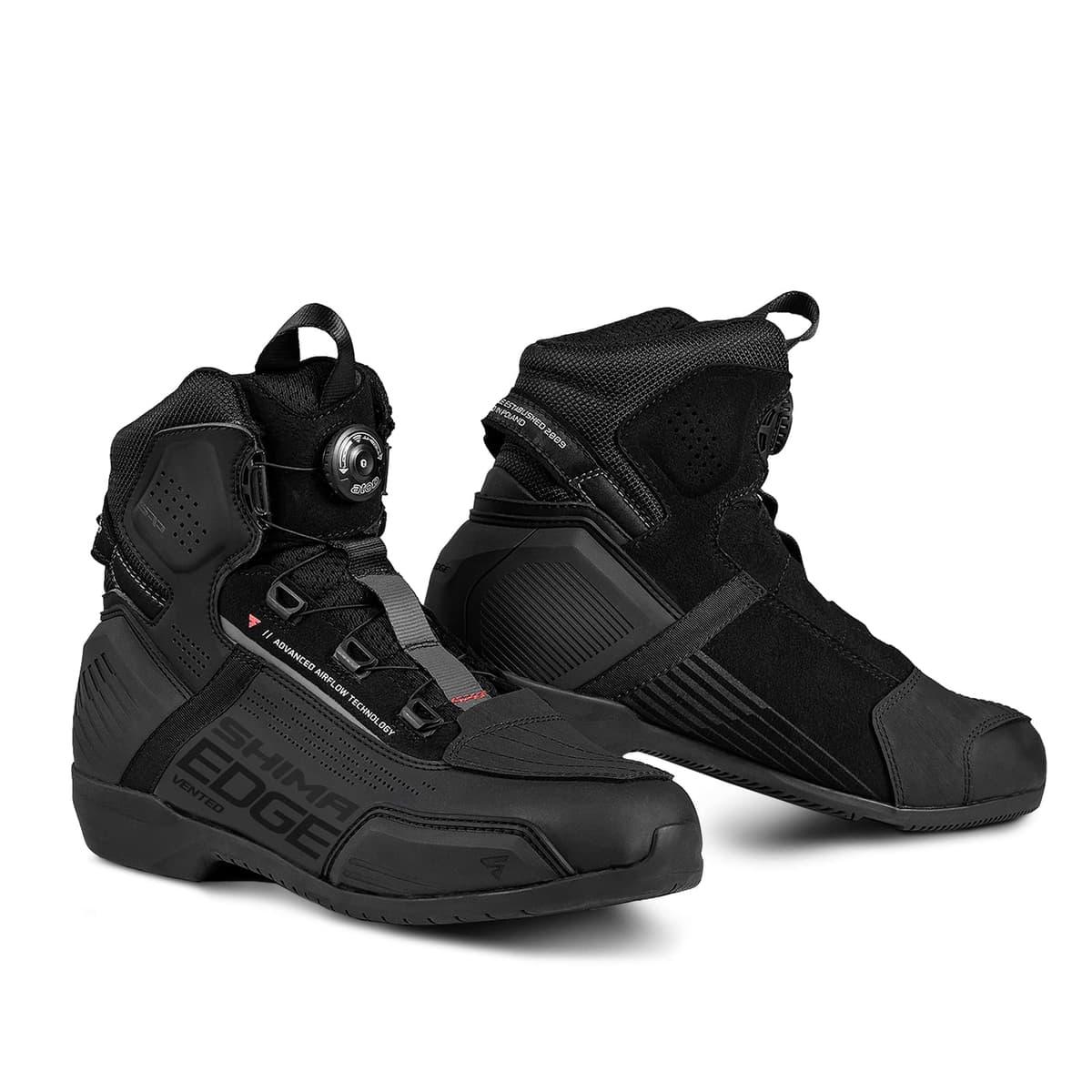 Shima Edge Vented Botas Moto Hombre Cuero Ventilada Zapatillas ATOP Verano Calzado Motorista Baja Adventure Cremallera Lateral Protección Tobillo Motocicleta Trail (Masculinos, Ventilado, Negro, 43)