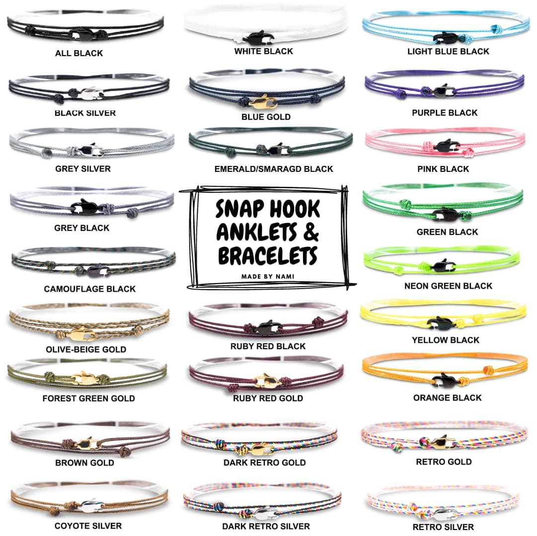 Made by Nami Pulsera Fina para Hombres y Mujeres con Cierre de Mosquetón Hecha a Mano - Joyería Marítima para Surfistas - Pulsera de Tela Minimalista - 100% Impermeable y Ajustable (Vino Rojo Negro) — view 7