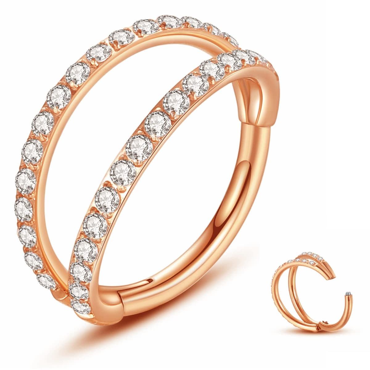 Yrogcu 20G 18G 16G 14G Single/Double Hoop Stainless-Steel Seamless-Hinged-Piercing Segment-Clicker Nose-Ring-Hoop : Diameter 6mm 8mm 10mm 12mm Cartilage Earrings — view 31