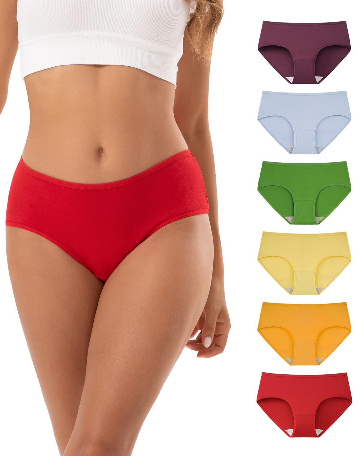 INNERSY Bragas Mujer Algodón Elástico Culotte Cintura Media Ropa Interior Cómodas y Suaves Pack de 6 — view 9
