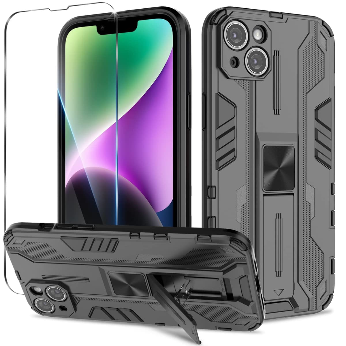 Funda para CMF Phone 2 Pro, Carcasa Antigolpes con Soporte anular metálico, Case Protectora de Grado Militar, Negro — view 159