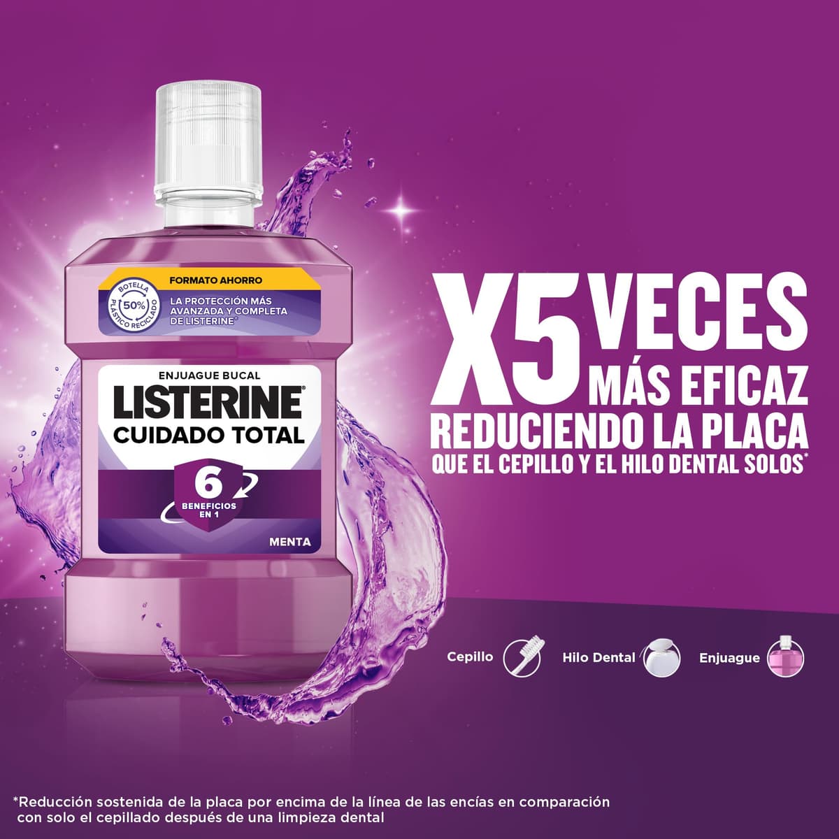 Listerine Enjuague Bucal Cuidado Total, 1000ml x 2 — view 2