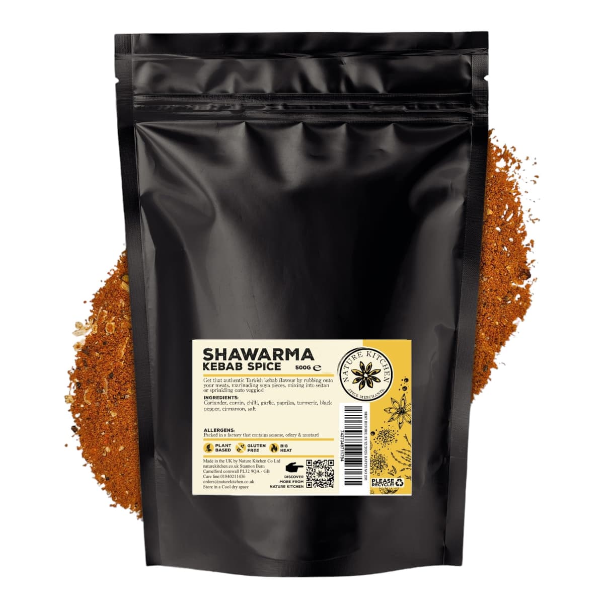 Nature Kitchen Shawarma Seasoning 500g Mild, Premium Middle Eastern Spice Blend, Gluten Free, Vegan Seasoning for Kebabs, Chicken, Wraps, Marinades and Everyday Cooking