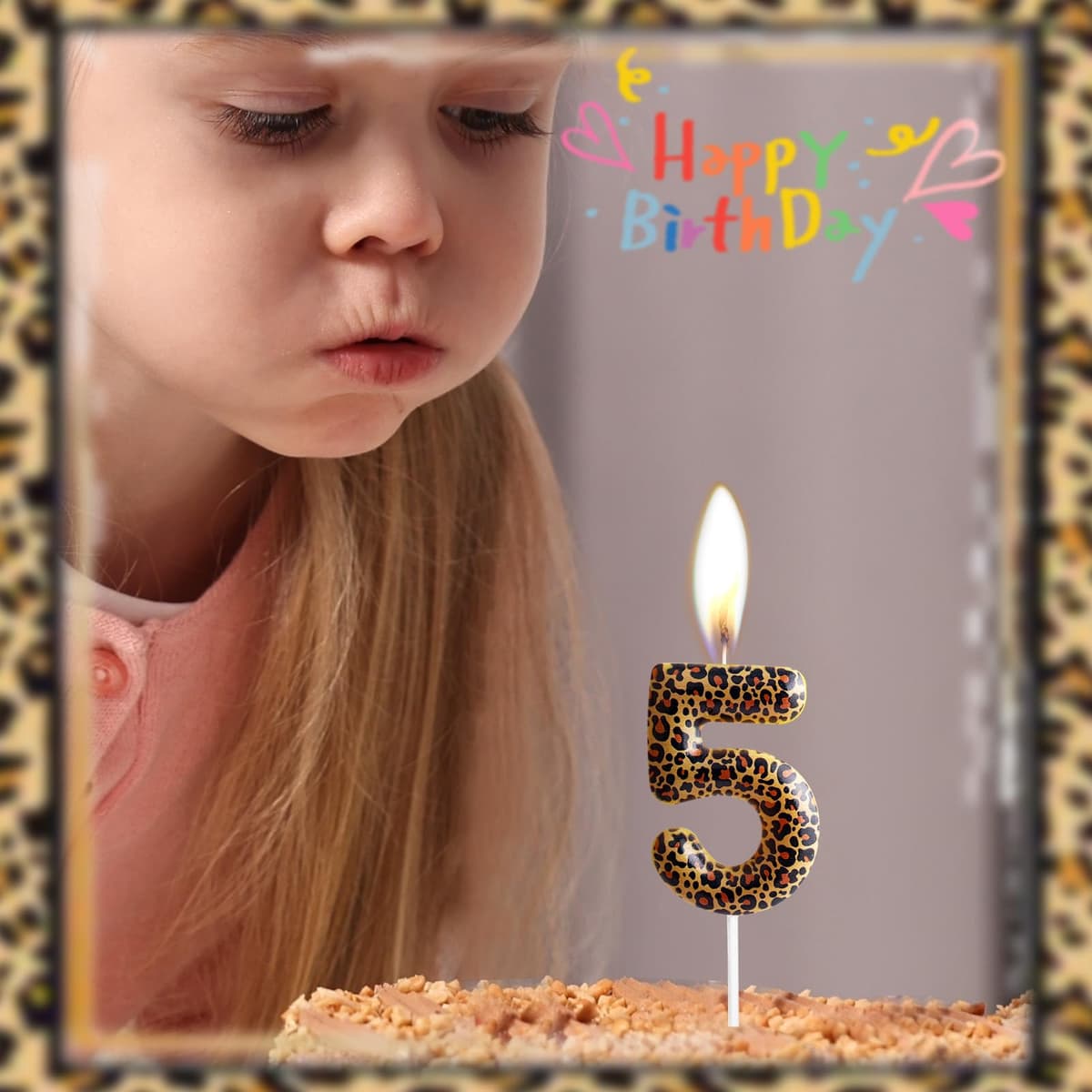 Yiran Leopard Print Birthday Candles Number 21, Realistic Leopard Printing Birthday Number Candles, Wild Onez Zoo Animals Themed Candle Cake for Boys and Girls Gifts Anniversary Party Supplies — view 5