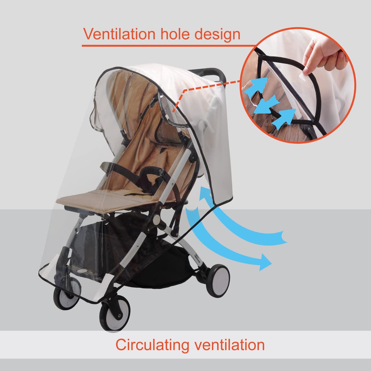 Bemece Universal Rain Cover for Pushchair, Pram Rain Cover Protect from Rain, Wind, Snow, Breathable& Transparent — view 7