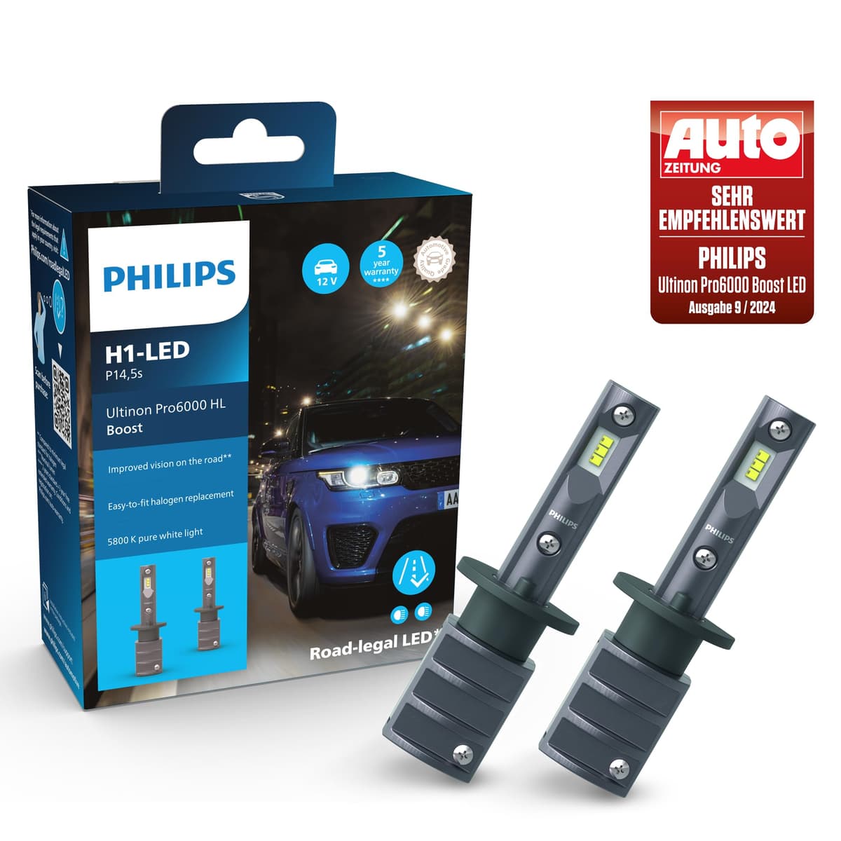 Philips Ultinon Pro6000 Boost H1 Ampoule de phare LED avec autorisation routière*, 5800 K, gris — view 2
