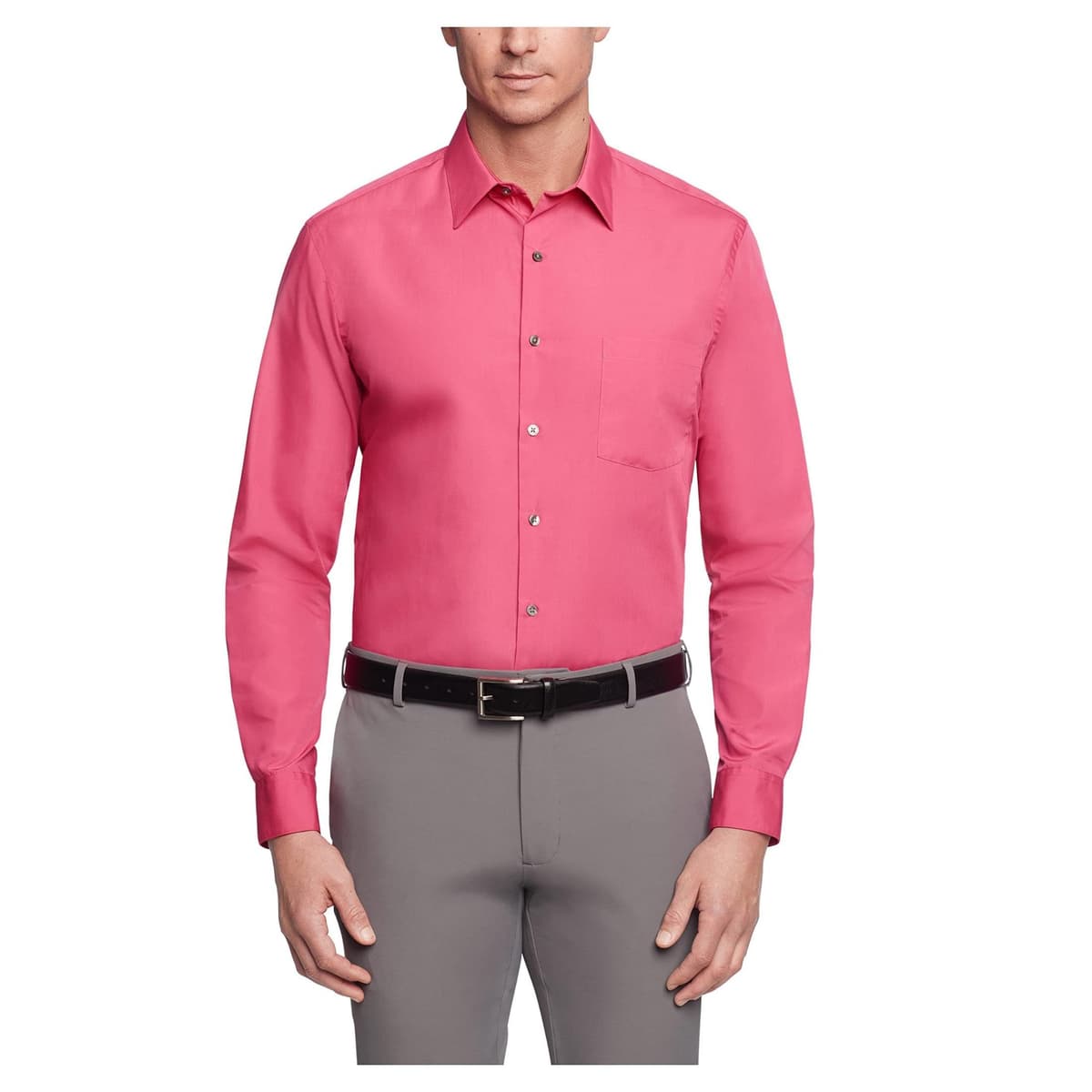 Van Heusen Mens Dress Shirt Regular Fit Poplin SolidDress Shirt — view 27