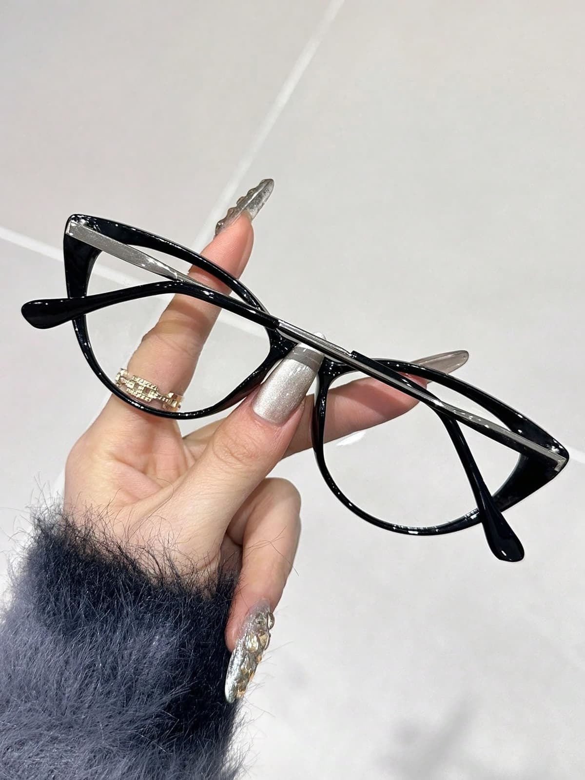 1/2/3 gafas transparentes de plástico con diseño de ojo de gato, marco completo, moderno, simple, para mujer, para la vida cotidiana, regalo de vacaciones adecuado — view 3