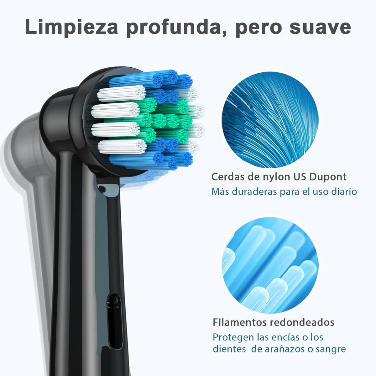 REDTRON Recambios para Cepillo de Dientes Eléctrico compatible con Oral B (8 unidades), Cabezal de cepillo de dientes Precision Clean Pro1000 Pro3000 Pro5000 Pro7000 y más — view 3