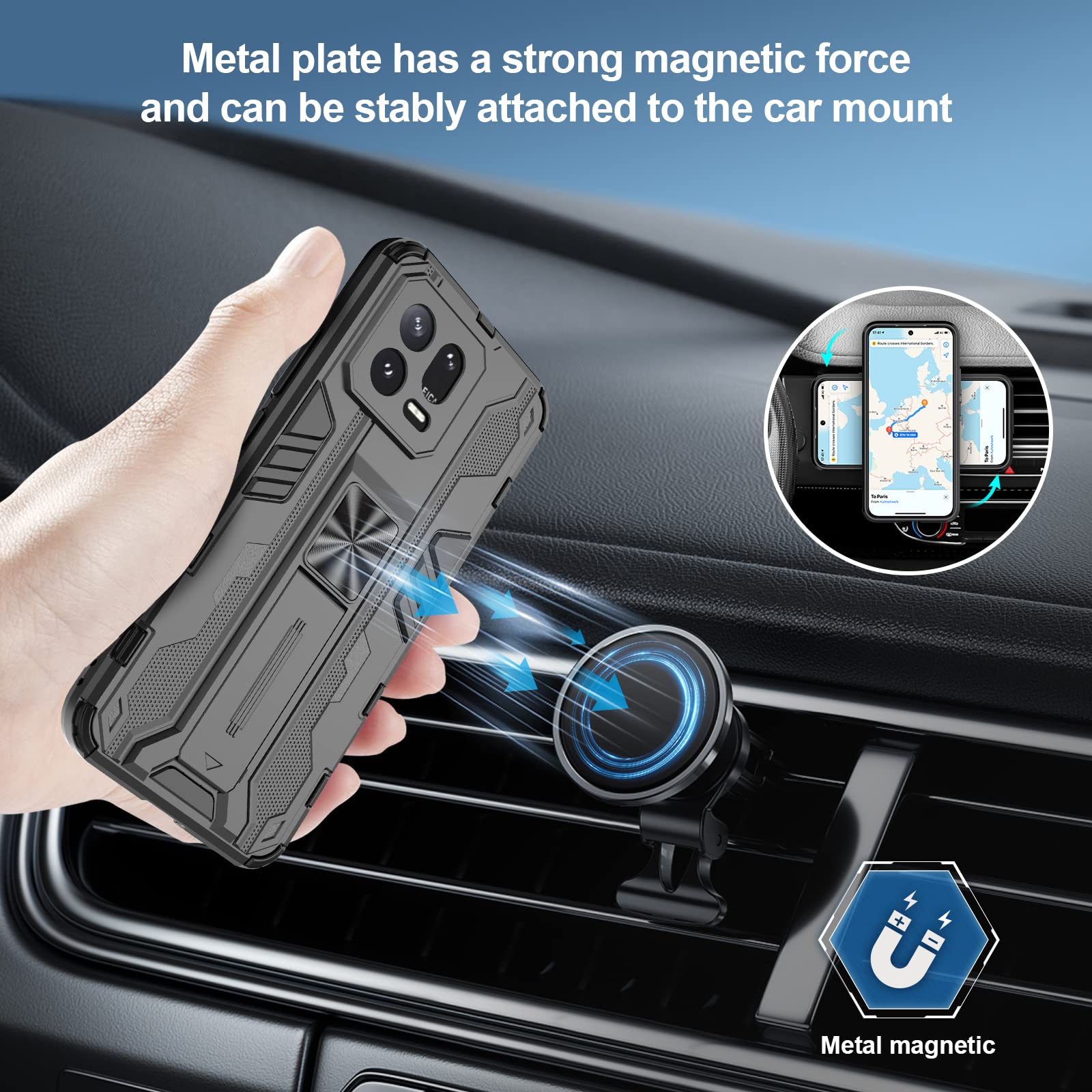 Funda para CMF Phone 2 Pro, Carcasa Antigolpes con Soporte anular metálico, Case Protectora de Grado Militar, Negro — view 1491
