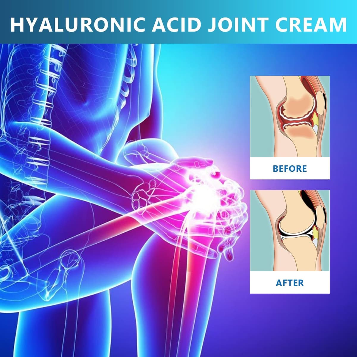 Hyaflexa Hyaluronic Acid Joint Cream, Hyaluronic Acid, Joint Cream, Suitable for Back, Neck, Hands, Feet, Joints and Knees (3PC) — view 4