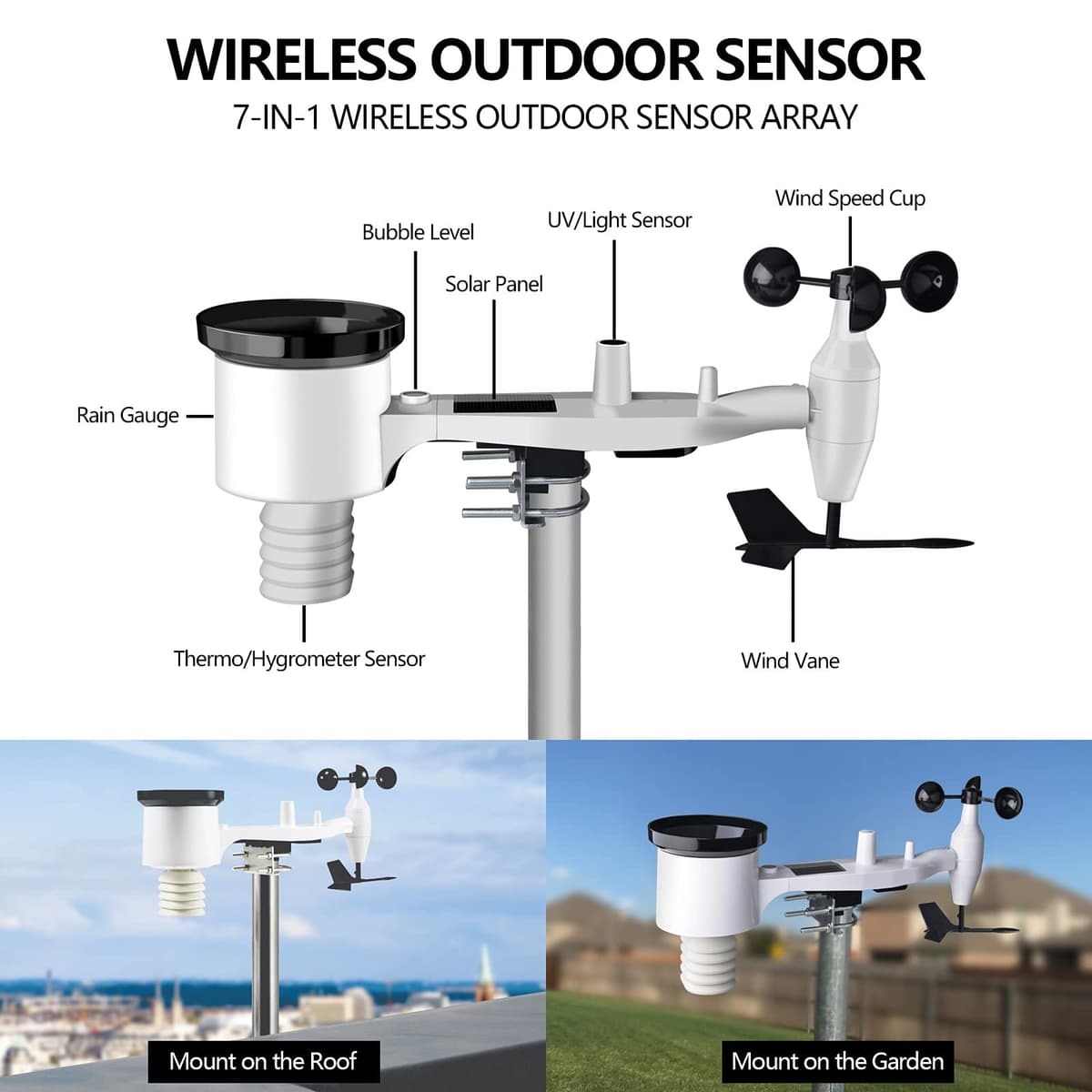 Ecowitt Estación meteorológica inalámbrica Wi-Fi - Estación meteorológica digital profesional con pantalla a color grande, sensor 7 en 1 para exteriores, sensor integrado para interiores, WS2910 — view 2