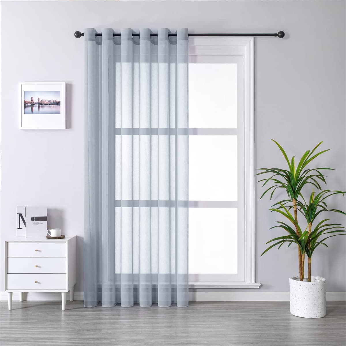 MRTREES Cortina para Ventana Dormitorio Translúcidas Visillos Paneles para Ventanas Sala para Niños Sala Comedor 2 Piezas 140×245cm Blanco — view 19