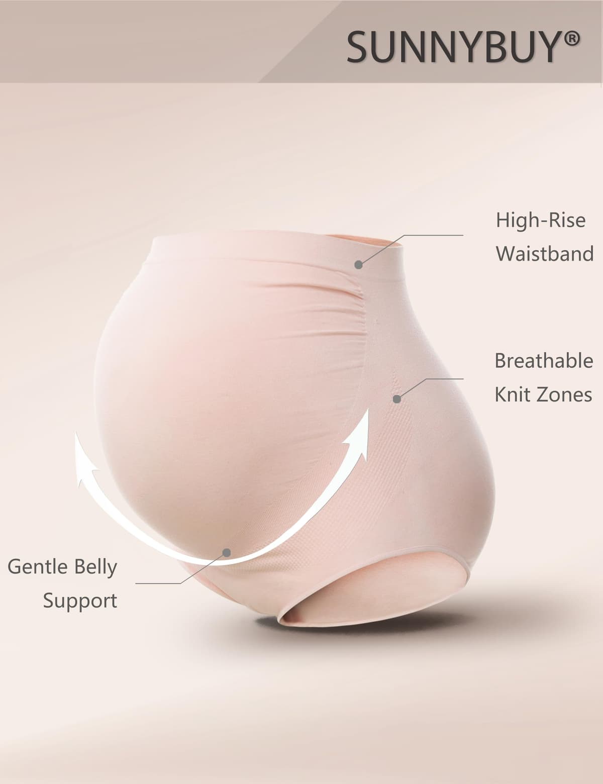 SUNNYBUY Women's Maternity High Waist Underwear Pregnancy Seamless Soft Hipster Panties Over Bump — view 3
