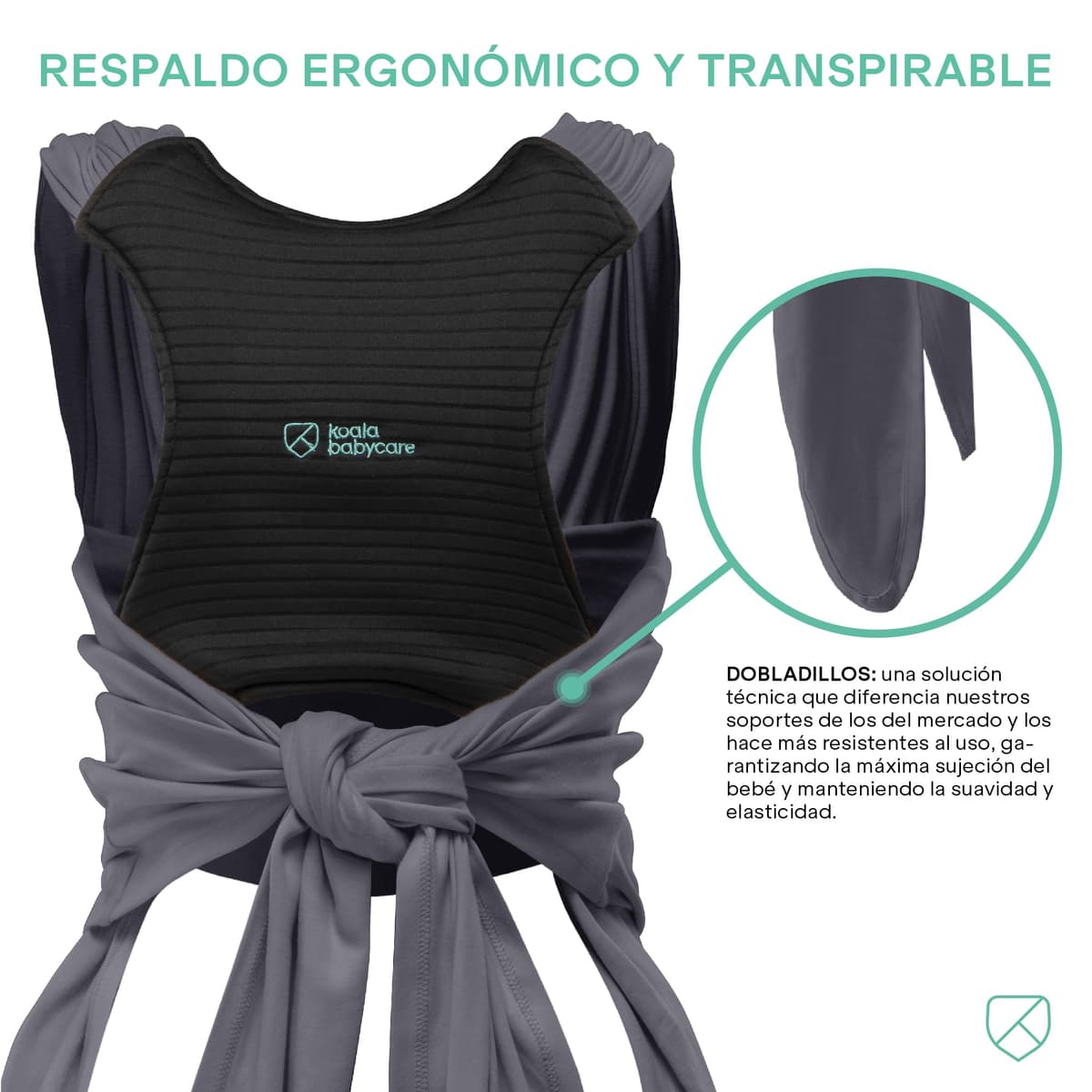 Koala Babycare Fular portabebes- Cuddle Band 2.0 – Portabebes recien nacido homologado hasta 15 kg 100% algodón - Ajustable y unisex — view 4