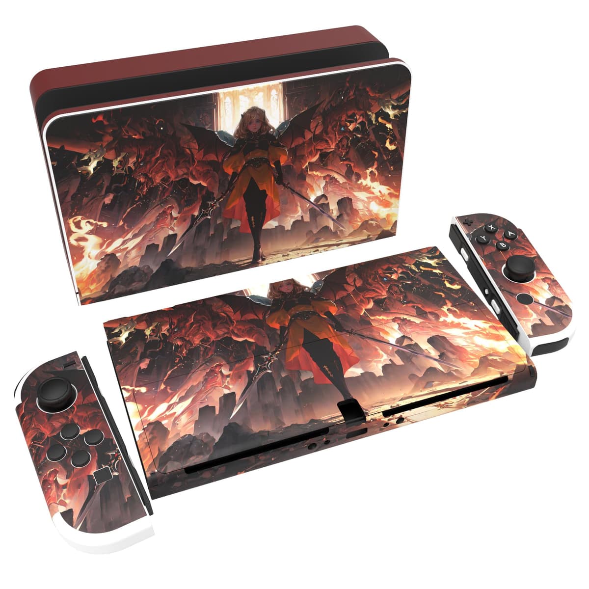 playvital Full Set Protective Stickers for Nintendo Switch OLED Model, Customized Vinyl Decal Skins for Switch OLED Console & Joycon & Dock & Grip - Nebula Galaxy — view 19