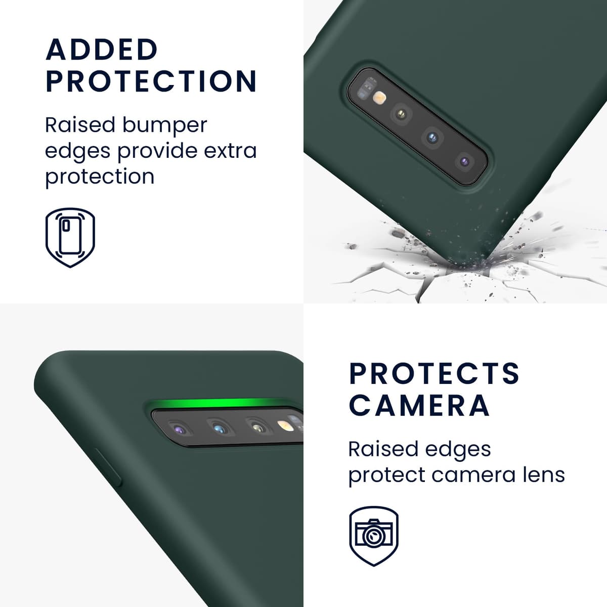 kwmobile Case for Samsung Galaxy S10 Plus / S10+ Case - Soft Cover - Shockproof Silicone - Wireless Charging Blue Green — view 3