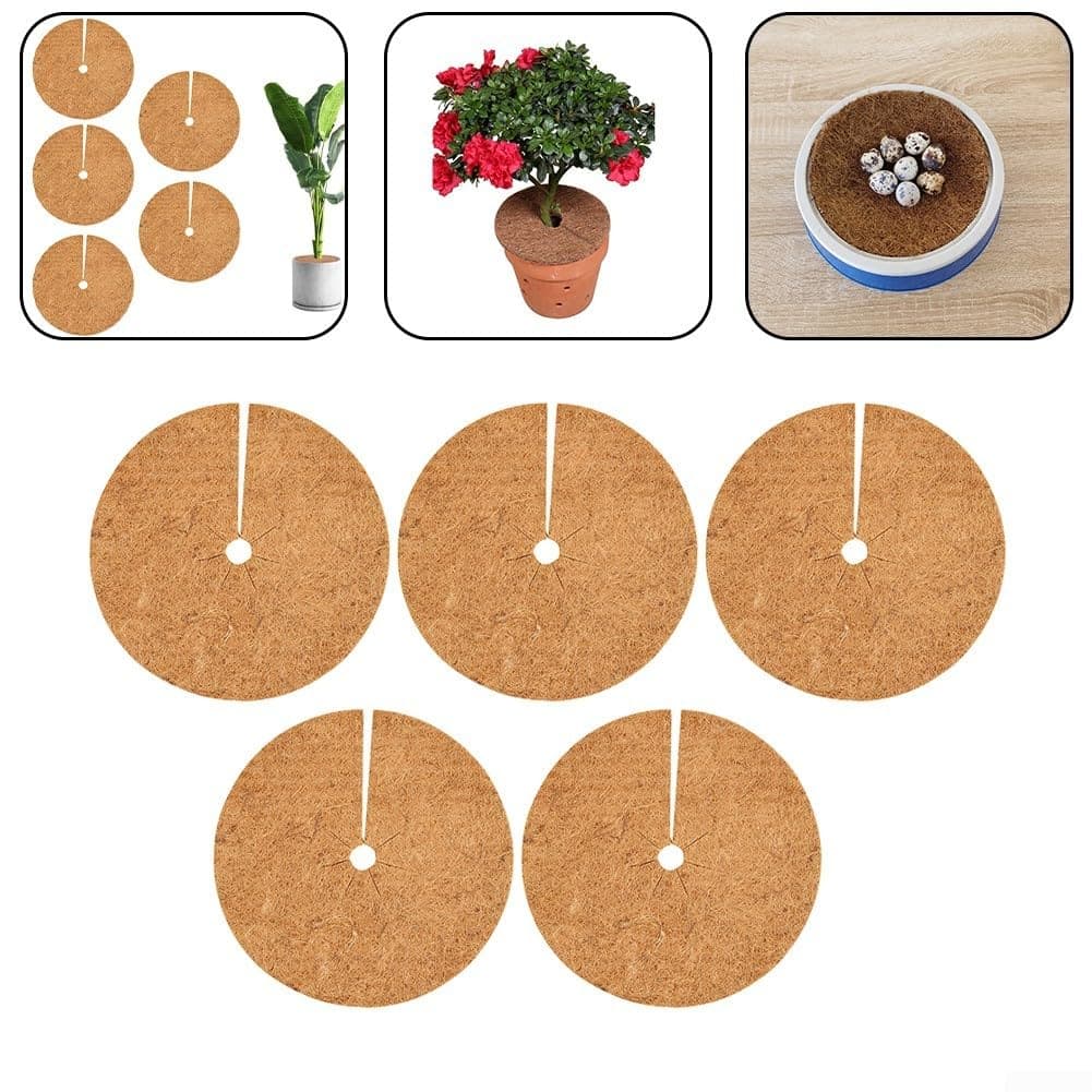 Natural Round Flat Mat Crafted from Coconut Husk Fibers to Protect Plant Stems and Minimize Unwanted Grass Spread in Ground Beds (23CM) — view 5