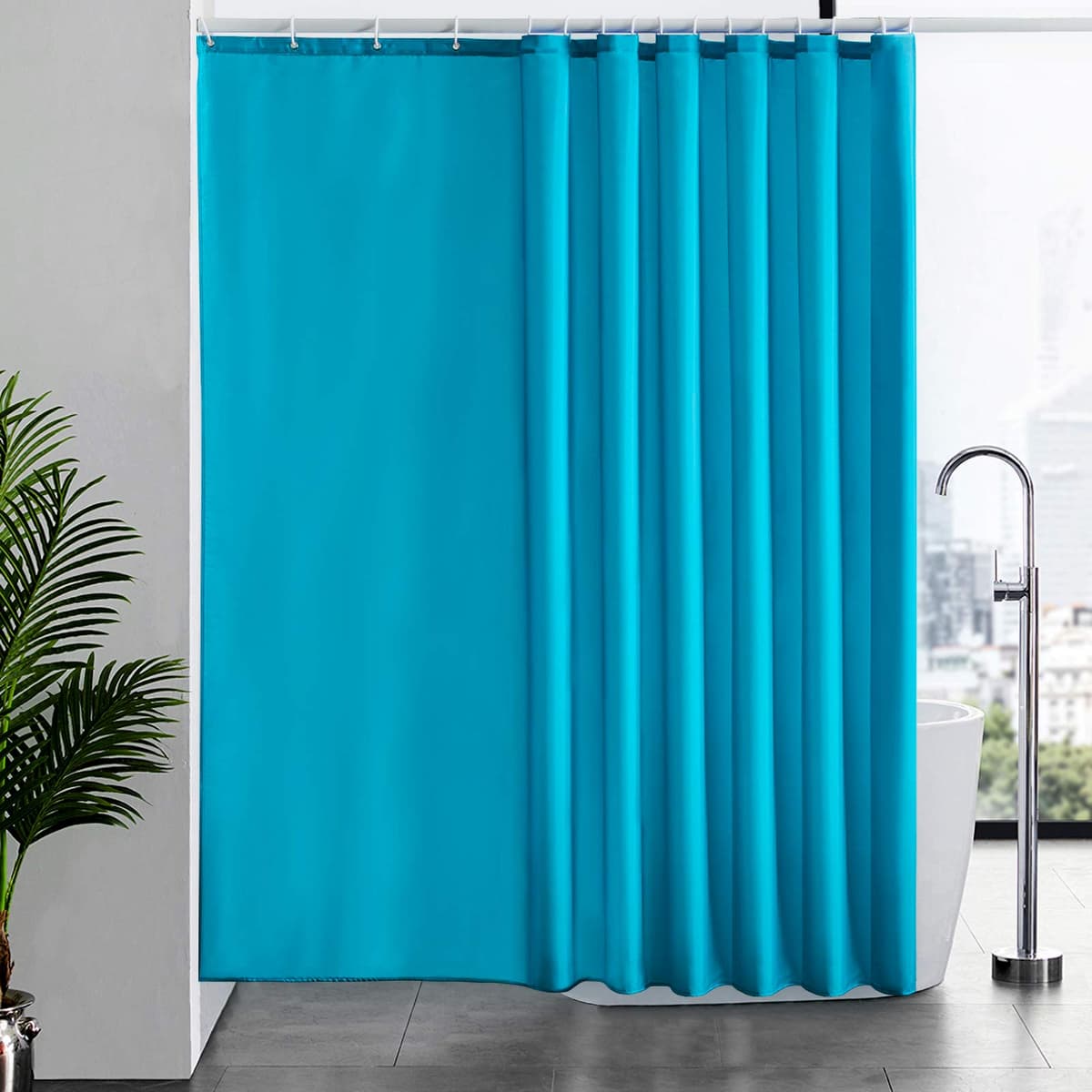 Furlinic Cortina Ducha 200x200cm Antimoho Impermeable Lavable Blanco Tela Poliéster Grandes Cortinas de Baño con 12 Aros de Cortina Ducha. — view 49