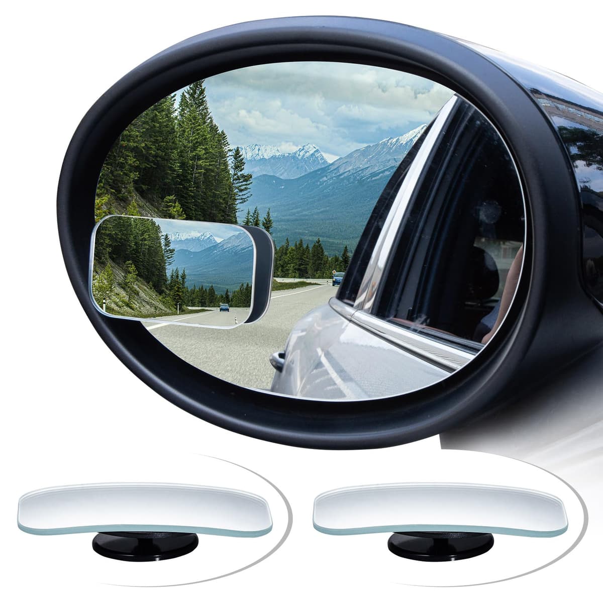 Spurtar 2 Pack Blind Spot Mirrors for Cars, HD Glass Framed Convex Rear View Blind Spot Mirror Stick on with 360° Rotation Adjustable blindspot mirror for Trucks, Cars, SUVs, RVs, and Vans — view 10