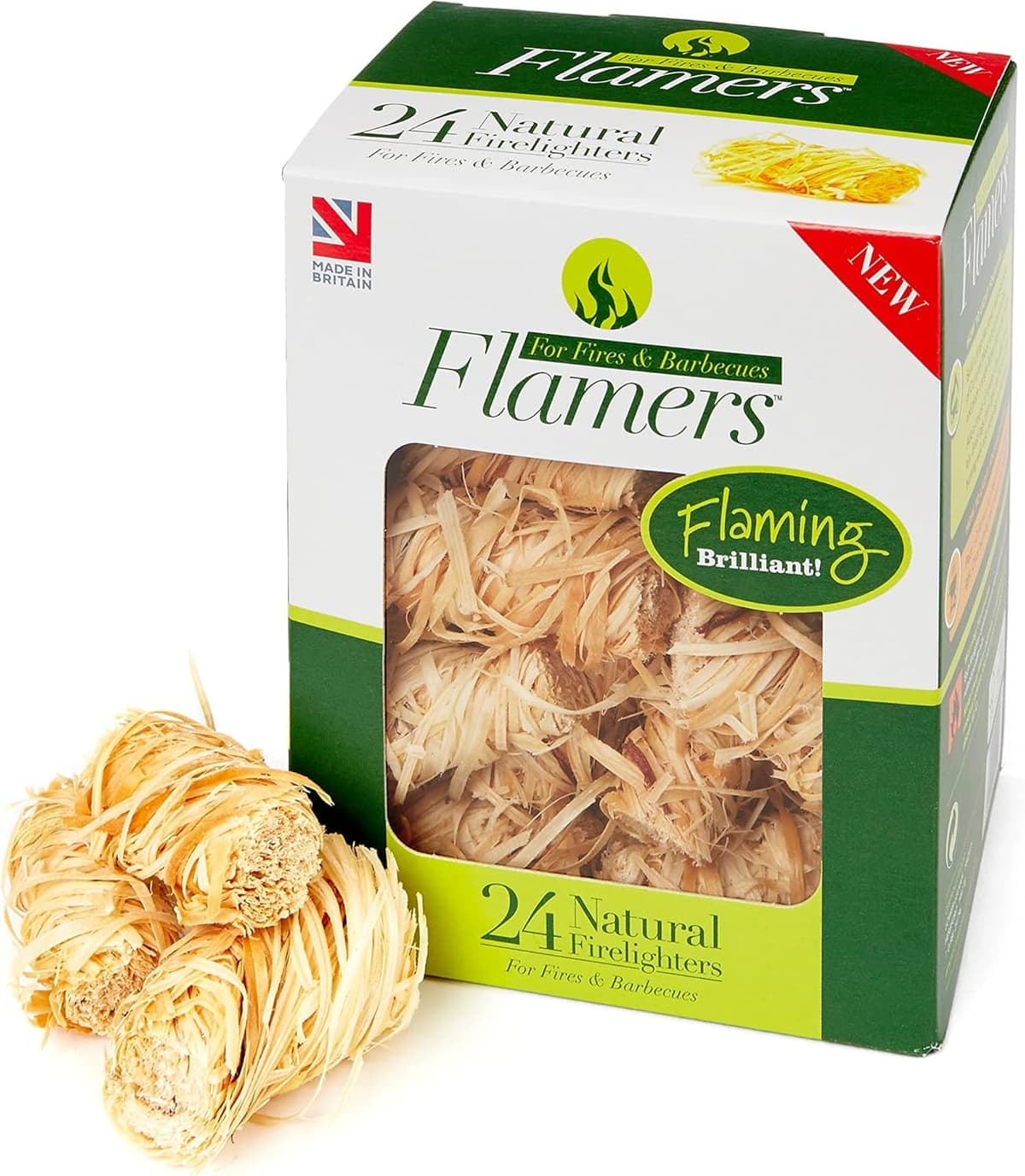 Flamers Natural Wood Wool Firelighters 200 Value Pack – Fire Lighters for Wood Burner, Open Fires and Fireplaces – BBQ starter – Fires starters- Made by us in the UK — view 12