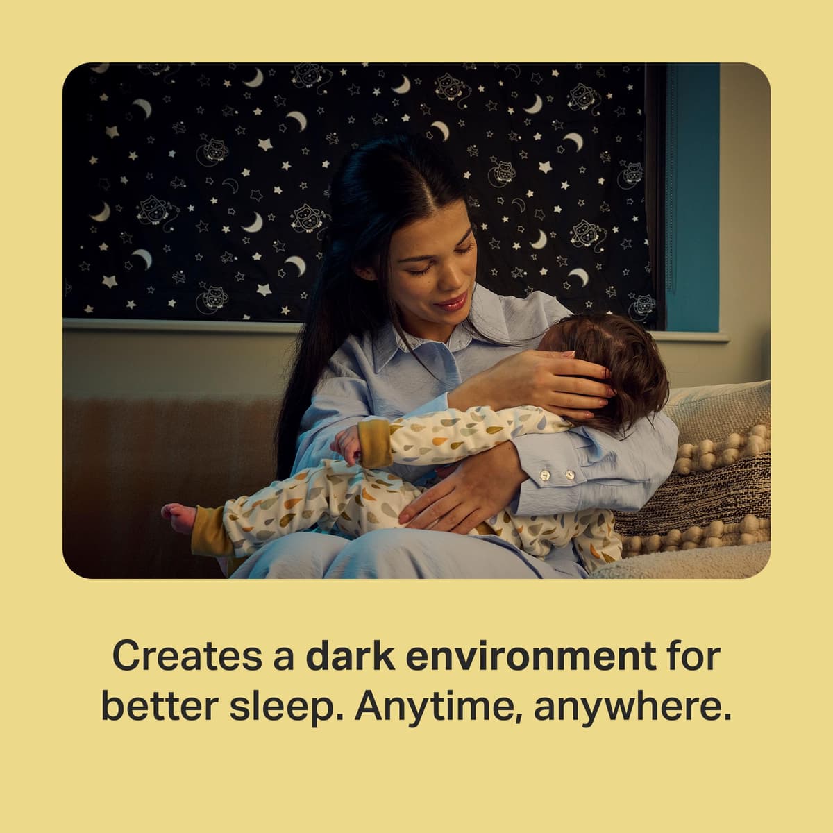 Tommee Tippee Sleeptight Portable Blackout Blind, Medium, 99 x 130 cm, Star and Moon Print, Suction Cups, Lightweight, Adjustable Baby and Toddler Blind — view 2
