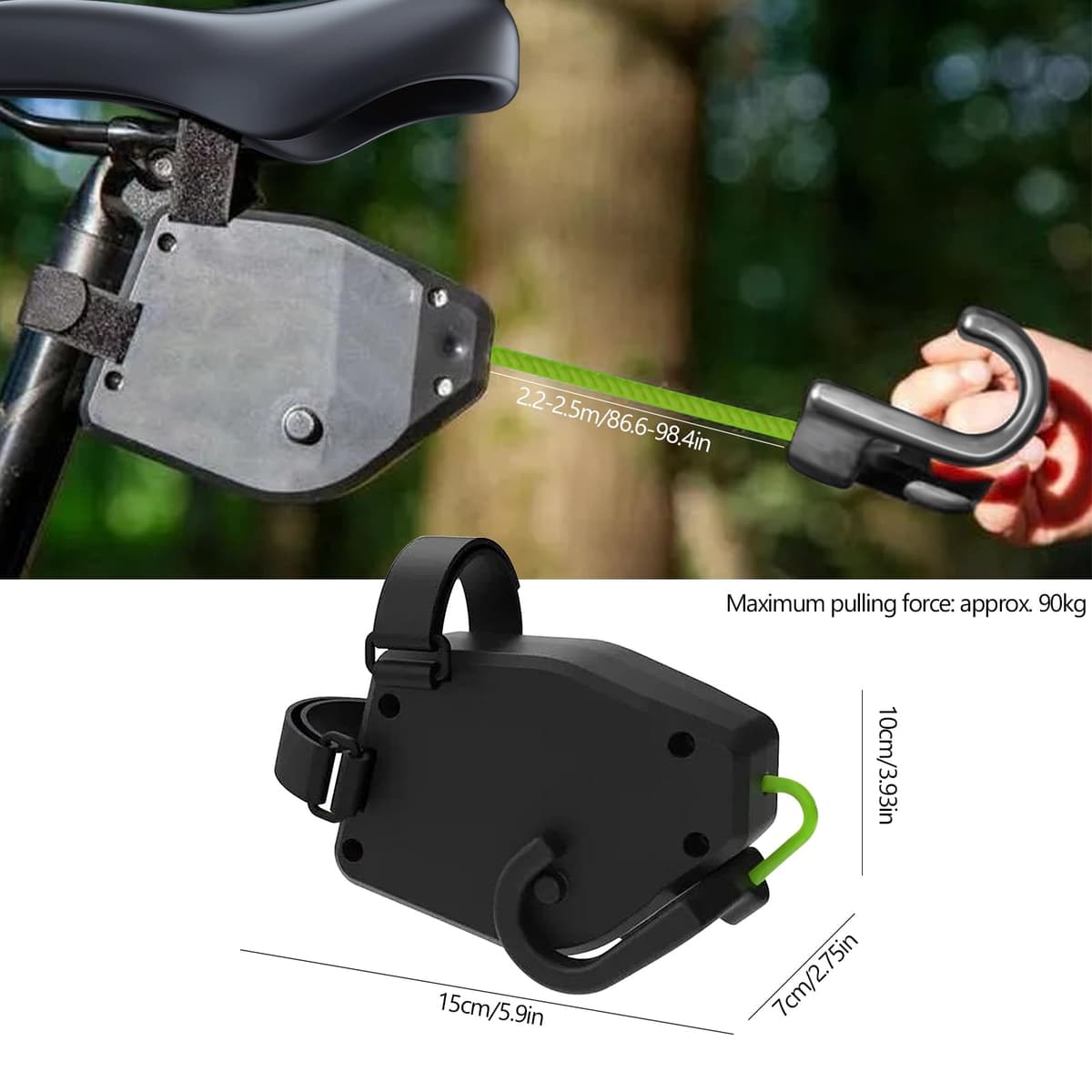 Tire de la Bicicleta Cuerda de Remolque retráctil para Bicicleta Barra de tracción Accesorios del Sistema de Remolque para Bicicleta de montaña, Bicicleta, Capacidad de Carga 90 kg — view 2