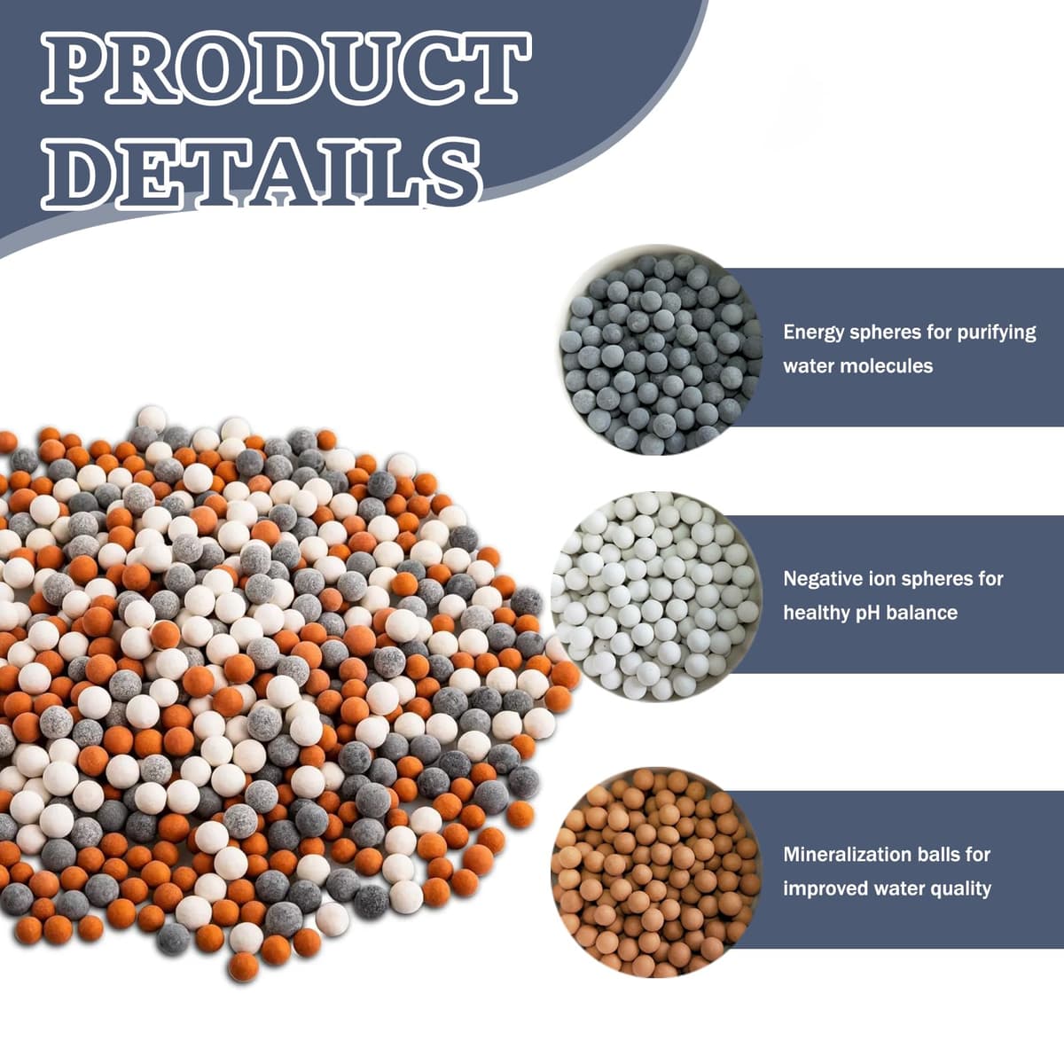 Bolas Minerales Filtro Ducha, Set de 12 Mineral Shower Filter Balls, Bolsas de Bolas Minerales de Iones Negativos como Relleno para Filtro Iónico de Cabezal de Ducha, Ayuda a Acondicionar el Agua — view 3