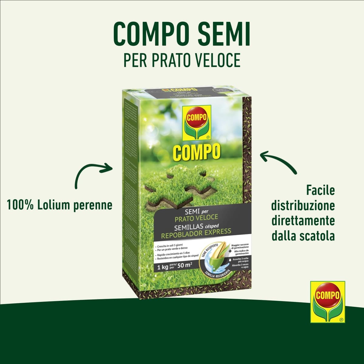 COMPO Semillas de césped repoblador Express, para 50 m², 1 kg, 2357802011 — view 3