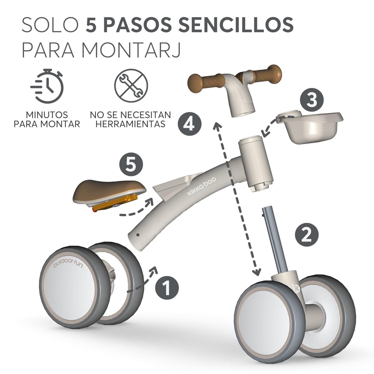KikkaBoo Bicicleta Sin Pedales ZIPI, Correpasillos Bebé de 1 a 3 Años, Bicicleta Equilibrio, Bici Bebé con Canasta, Ajustable, Juguete para Niños, Azul — view 3