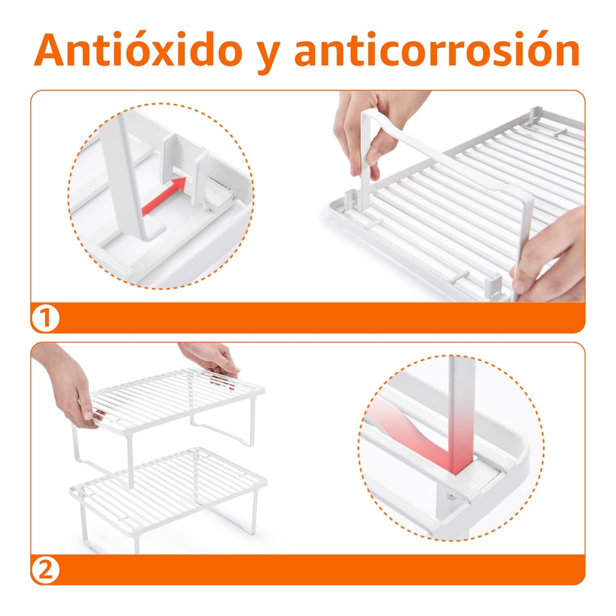 Amazon Basics Estantes de cocina apilables para almacenaje, Blanco, 20.3 D x 31.6 W x 11.4 H cm — view 4