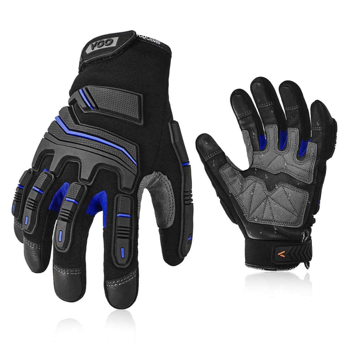 Vgo... Work Gloves Men Touchscreen in Cowhide Palm, Heavy Duty Gloves Anti Impact Utility for Warehouse Mechanics Carpenter Trucker, 1 pair(L) — view 5