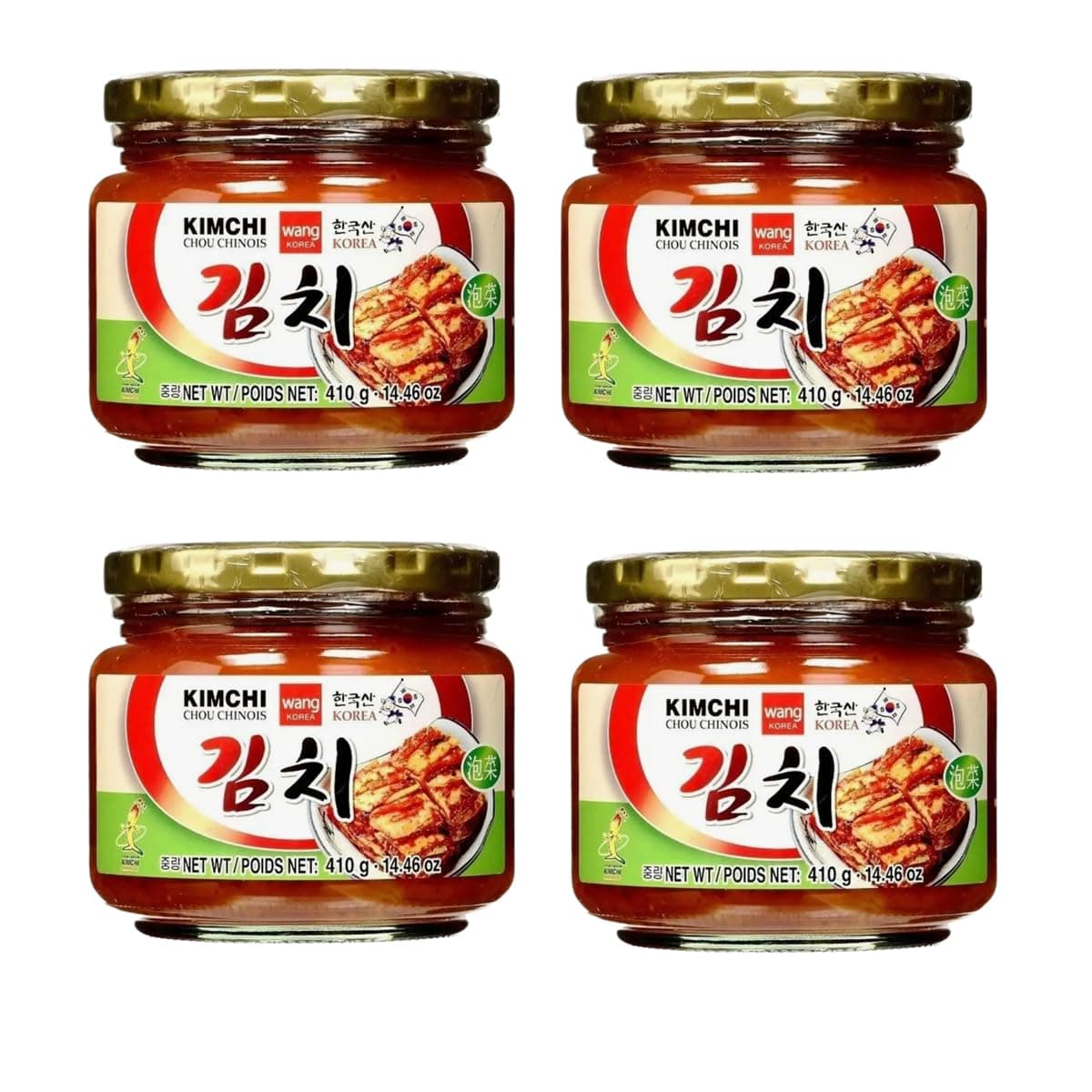 YIJIA | Kimchi Coreano Conservado Botella 410g – Una Delicia Fermentada Vegana y sin Gluten (4 Botella)