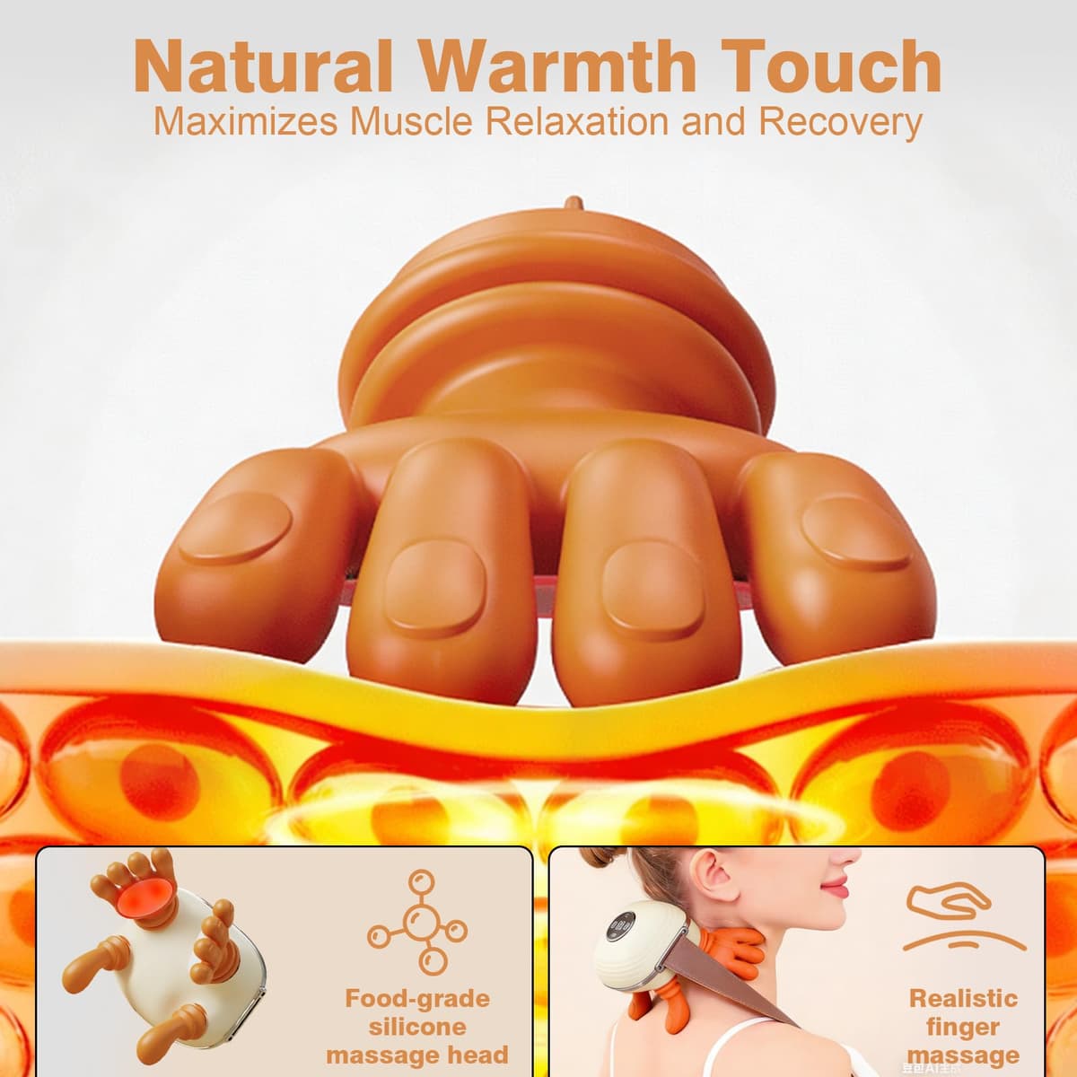 Masajeador Cervical y Espalda 4D a Mano Biónica, Masajeador Cuello Eléctrico, Masajeador de Cuello Inalámbrico 4D con 3 Niveles de Intensidad y 2 Niveles de Calor para Relajar Los Músculos (blanco) — view 2