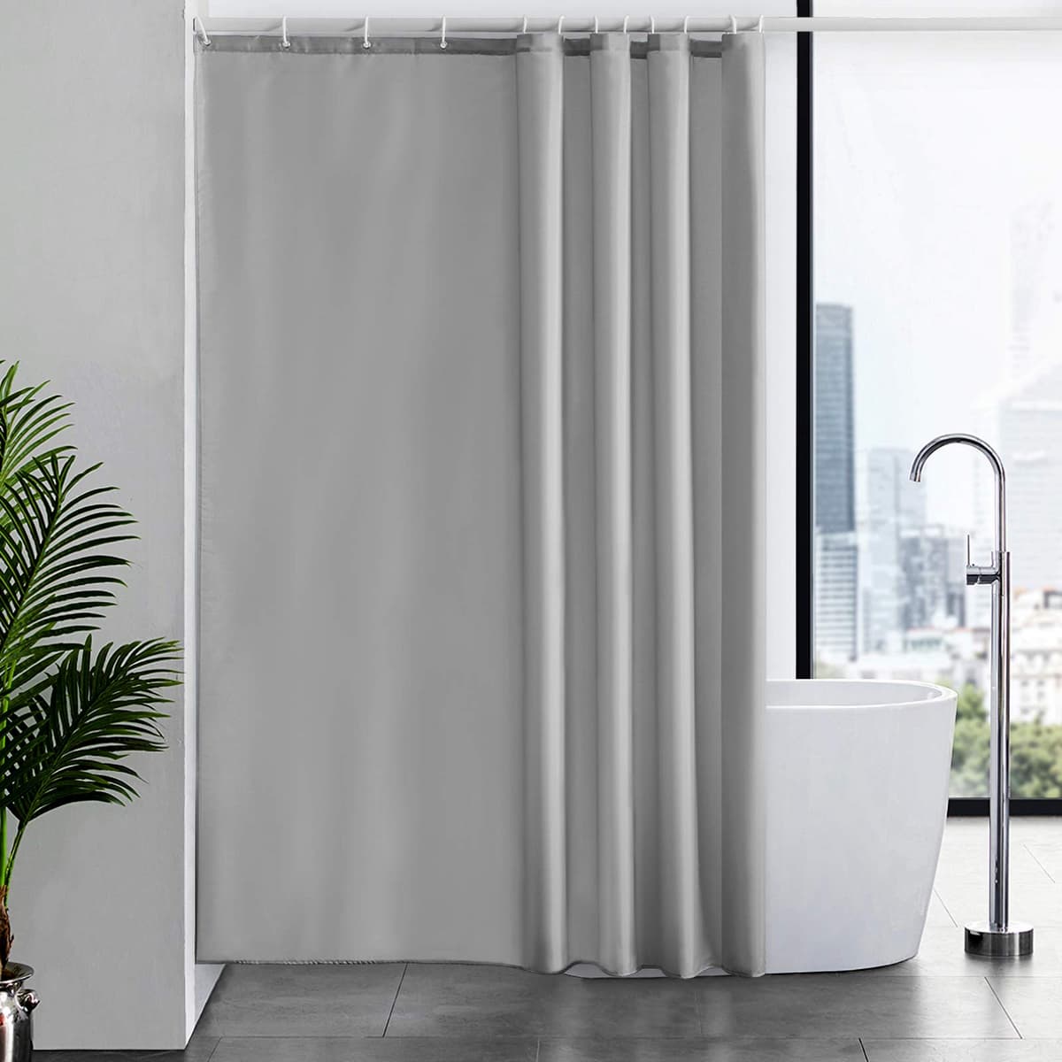Furlinic Cortina Ducha 200x200cm Antimoho Impermeable Lavable Blanco Tela Poliéster Grandes Cortinas de Baño con 12 Aros de Cortina Ducha. — view 133