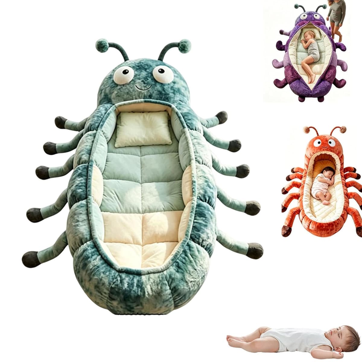 Hugging Caterpillar Sleeping Bags, Plush Cocoon Full-Body Lounger, Animal Sleeping Bag for Adults Kids, Indoor Nap Pod, Cozy Reading Nest, Soft Floor Lounger for Relaxation Travel & Indoor Use