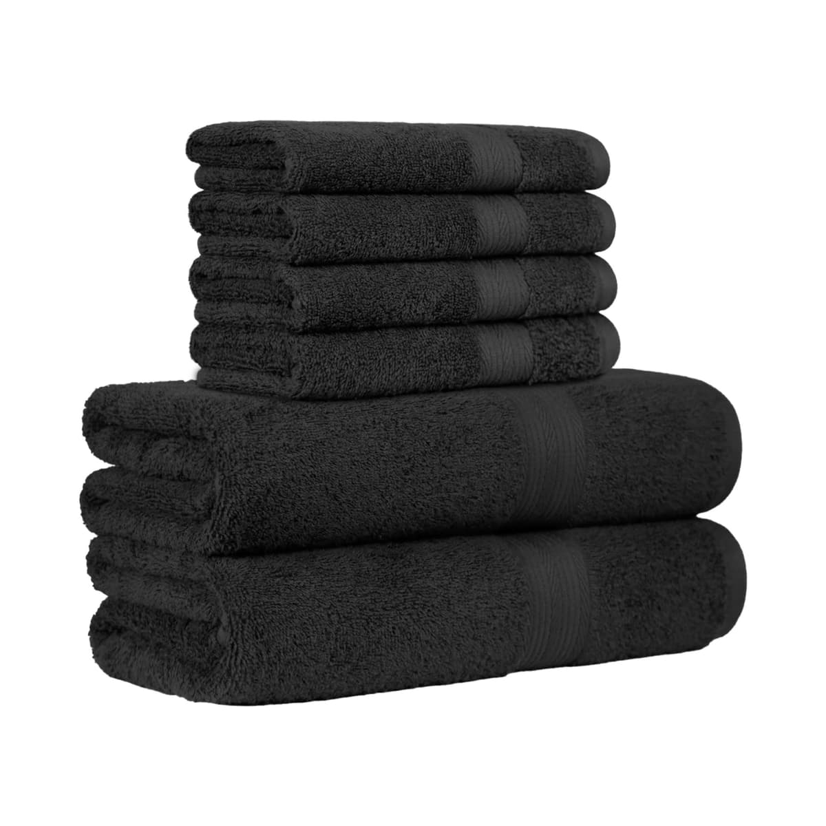 Amazon Basics Juego Toallas Baño Completo 100% Algodón 2 Toallas Baño + 2 Mano, Negro, Pack 4 Unidades — view 10