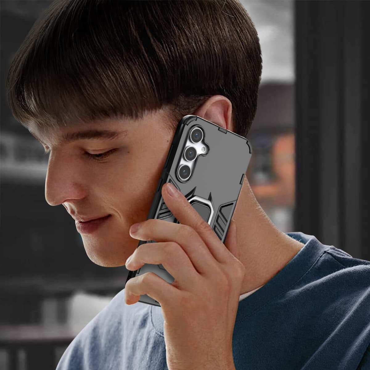 Funda para CMF Phone 2 Pro, Carcasa Antigolpes con Soporte anular metálico, Case Protectora de Grado Militar, Negro — view 308