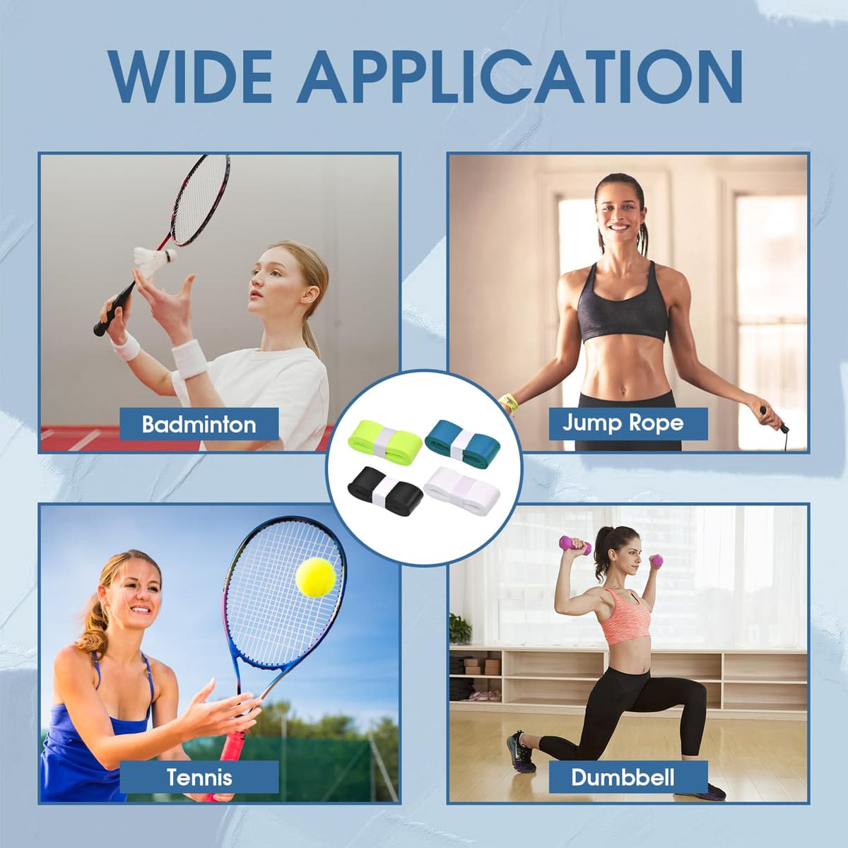 Lote de 8 agarres para raqueta de tenis, cinta de raqueta de agarre bandas adhesivas, bandas de precorte antideslizantes, precortadas, overgrip Tenis Power Touch Overgrip Anti Slip Bádminton Tenis — view 5