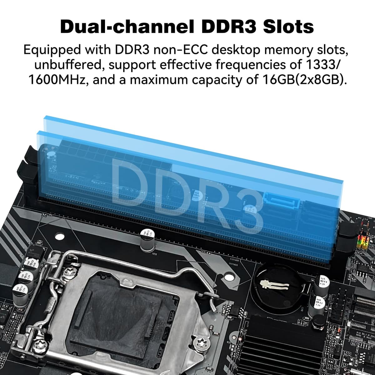 SHANGZHAOYUAN LGA 1155 Motherboard B75 for Intel 2th/3th Gen i3,i5,i7/Xeon E3 12XX V2 Series CPUs, DDR3, NVME M.2, PCIe X16, 100M LAN, VGA, HDMI-Compatible, SATA 3.0, USB 3.0, Gaming PC Mainboard — view 3