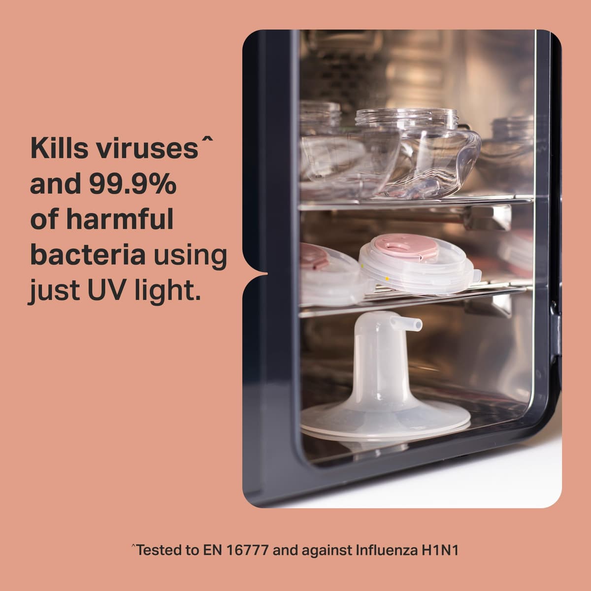 Tommee Tippee Ultra UV Steriliser, Dryer and Storage, Black, for Baby Bottles and Accessories, Steam-Free to Kill Viruses^ and 99.9% of Harmful Bacteria — view 3
