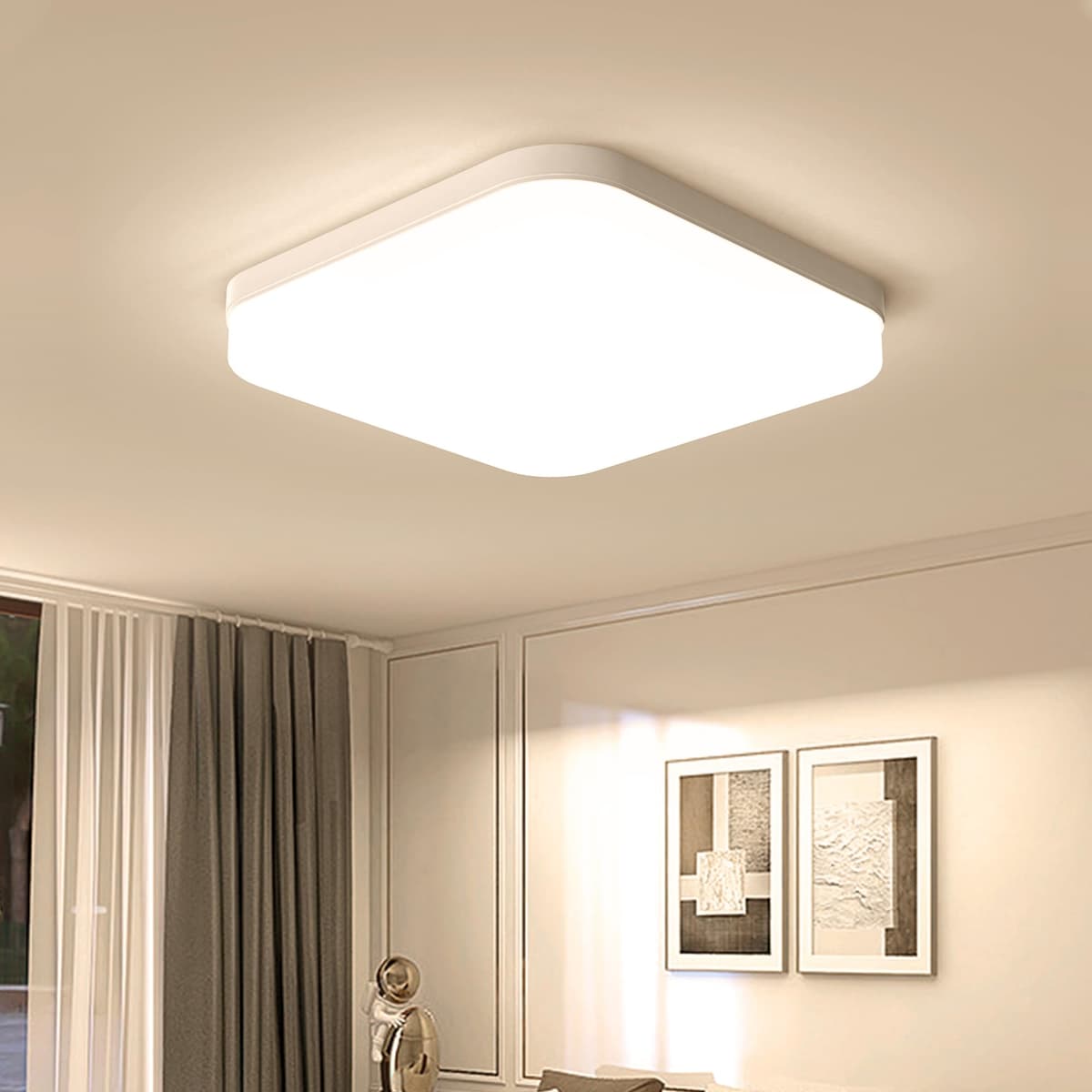 EASY EAGLE LED Lámpara de Techo 48W 4800LM Moderna Cuadrada Plafón Luz Led 6500K Lámpara Panel IP44 Impermeable para Baño Sala Dormitorio Cocina Oficina Comedor Ø30CM — view 21