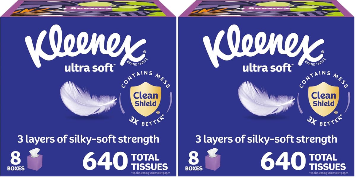 Kleenex Expressions Ultra Soft Facial Tissues, 18 Cube Boxes, 60 Tissues per Box, 3-Ply (1,080 Total Tissues), Packaging May Vary — view 2