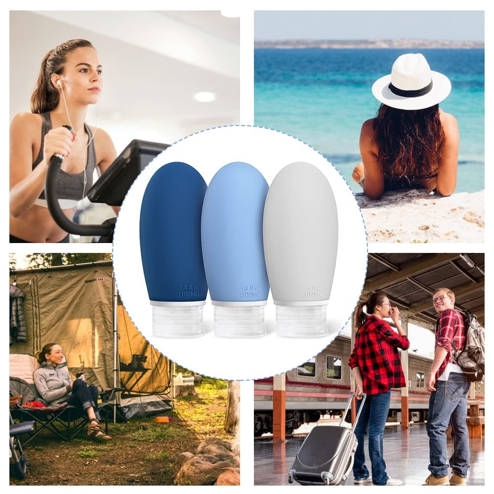 Opret Botes Viaje Rellenables 100ml 3 Piezas, Botellas de Viaje Silicona para Gel y Champu, Botes Viaje a Prueba de Fugas para Gel, Champús, Lociones y Artículos de Tocador, FDA Certificado Sin BPA — view 7