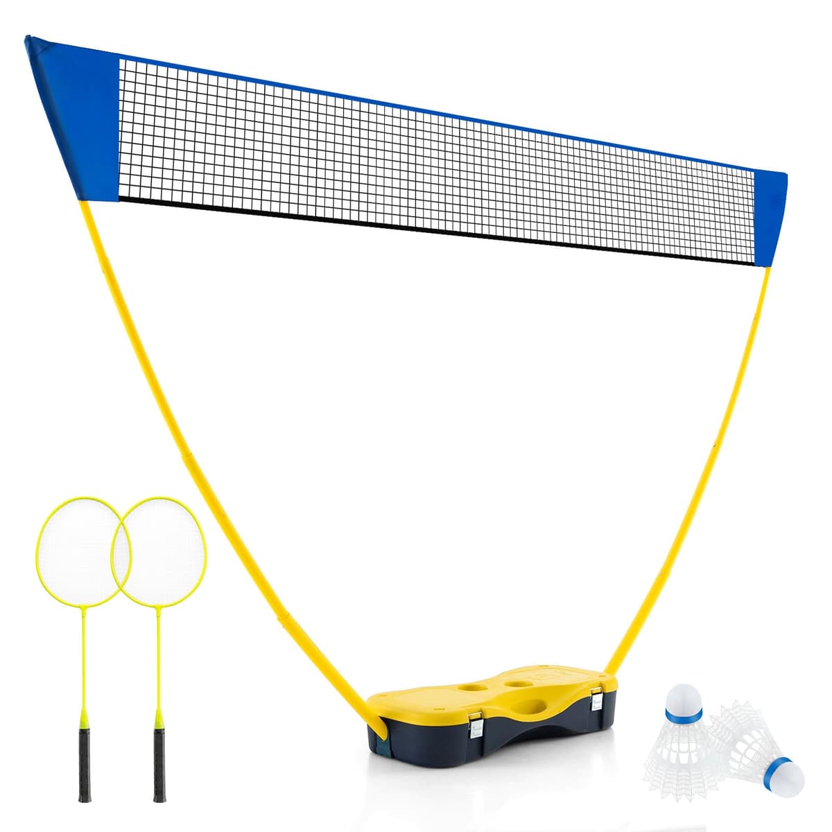 COSTWAY Set de Bádminton Completo, 2 Raquetas y 2 Volantes, Caja De Almacenamiento, Conjunto de Bádminton Completo Interiores y Exteriores, 270 x 33,5 x 160 cm