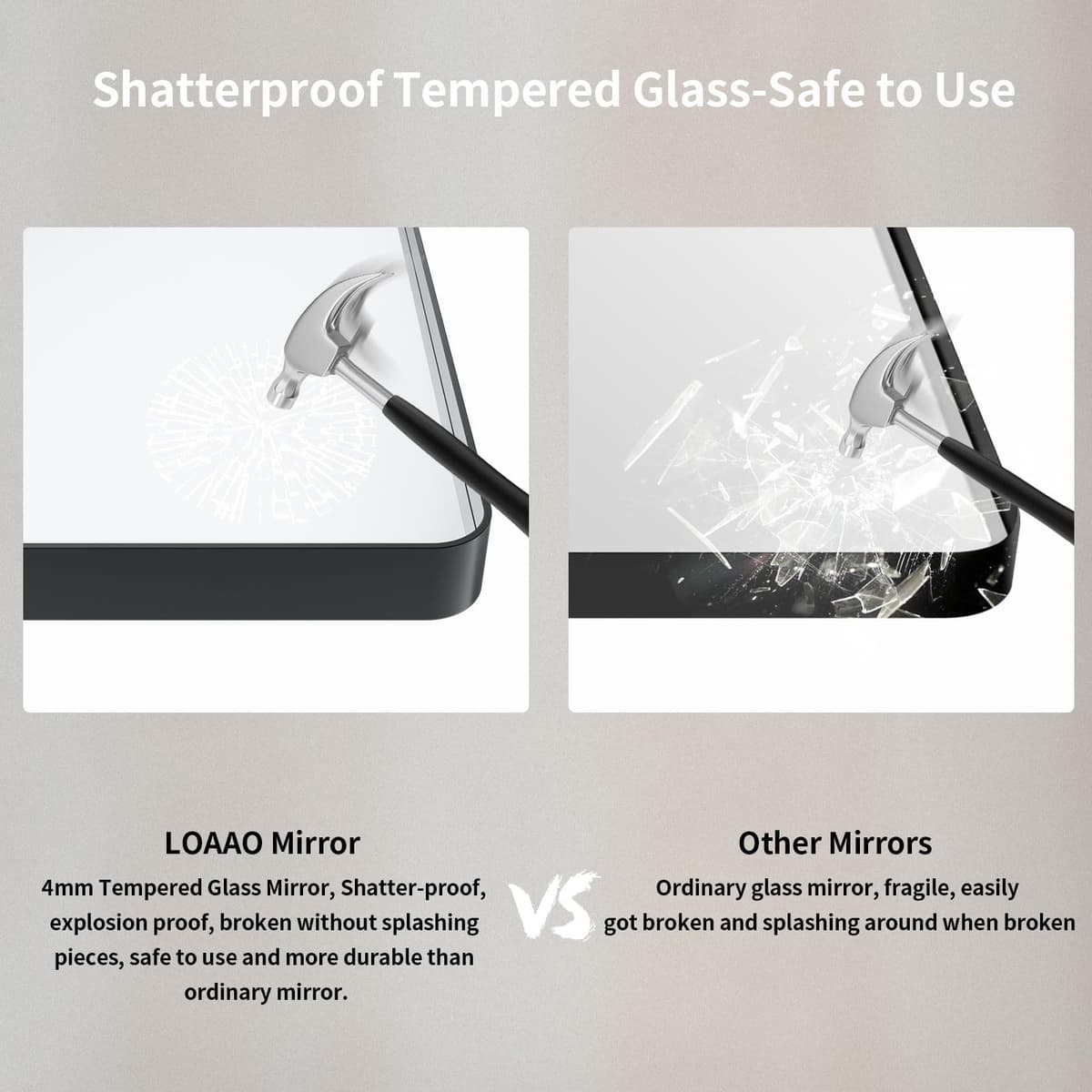 LOAAO 55X36 Inch Black Metal Framed Bathroom Mirror for Wall, Matte Black Bathroom Vanity Mirror Farmhouse, Large Rounded Rectangle Mirror, Anti-Rust, Tempered Glass, Hangs Horizontally or Vertically — view 7