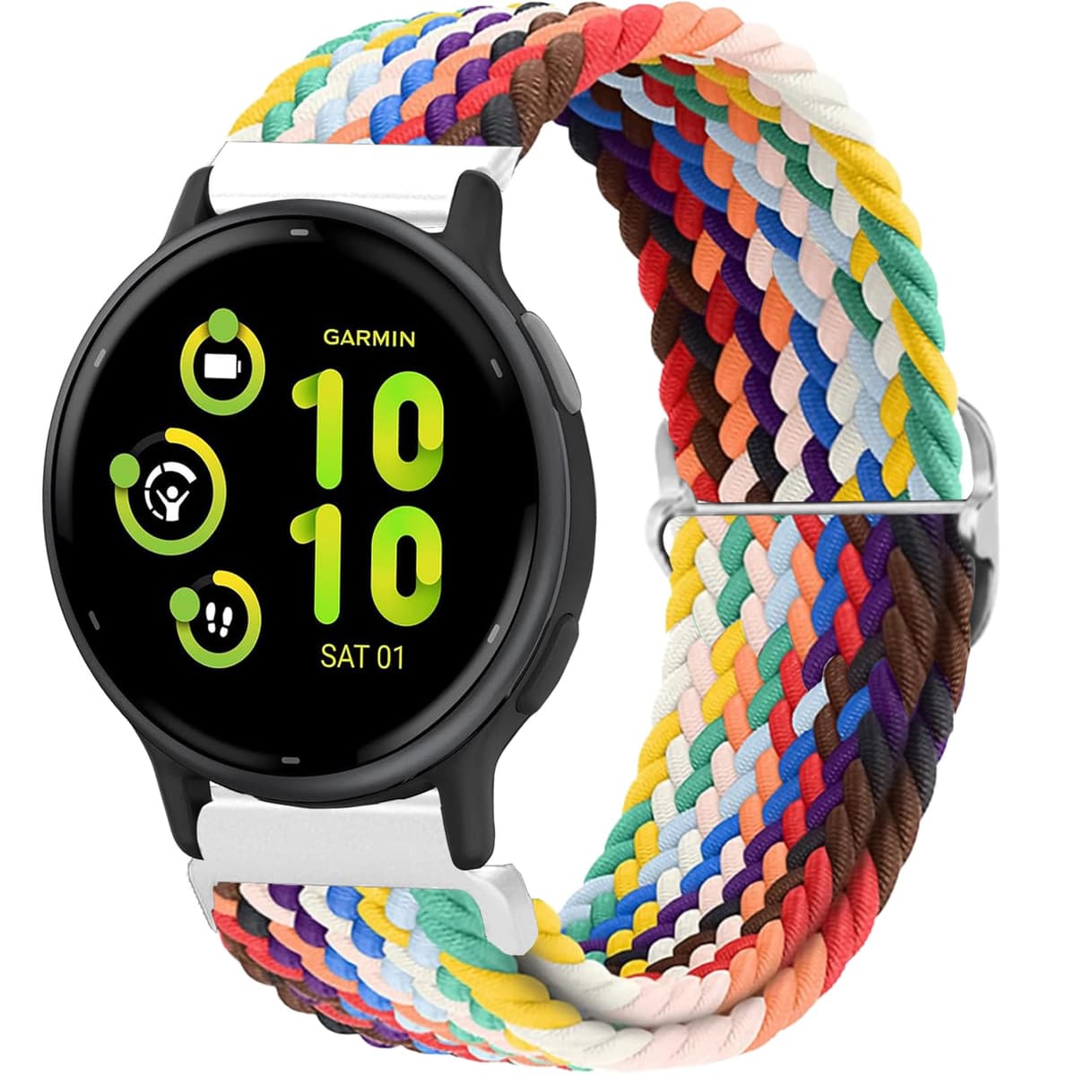 20mm Correa Tela Compatible para Garmin Vivoactive 6/5/3, Venu, Venu sq/sq 2, Forerunner 55/165/245/645/158 Pulseras de Repuesto Nylon para Mujer y Hombre Correas