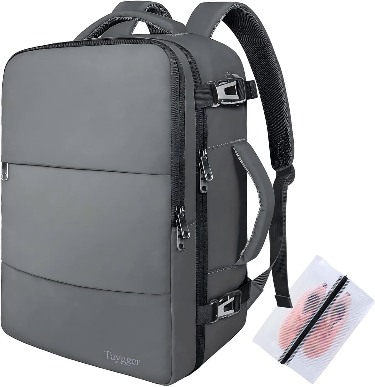 Taygeer for New Ryanair Cabin Bags 40x30x20 Underseat, Travel Backpack Cabin Size, Rucksack for Plane Hand Luggage Backpack for Travelling, Ryan Air Cabin Bag 40x30x20 with Separate Shoe Pouch, Black — view 15